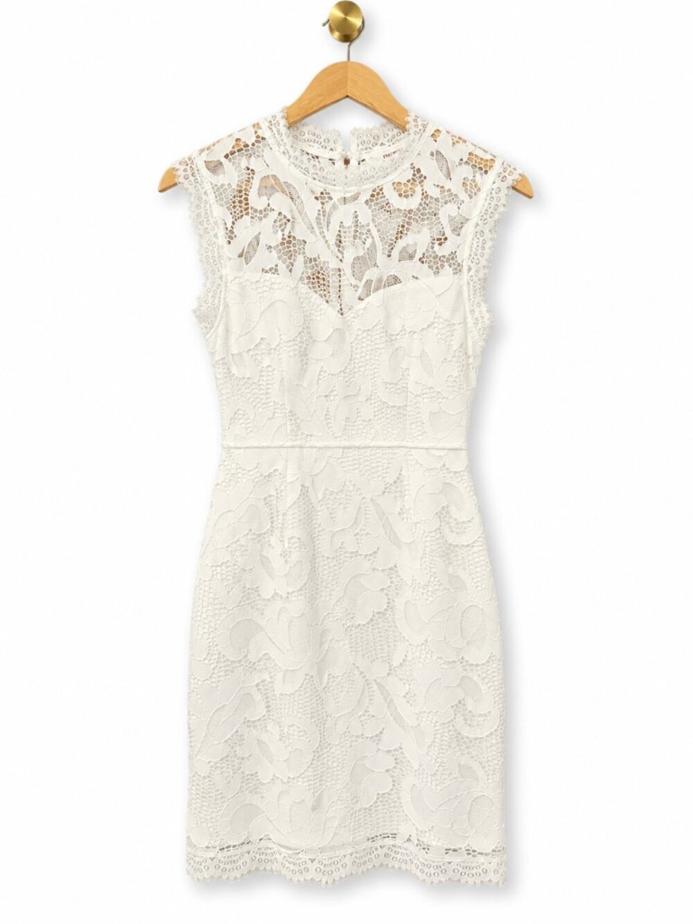 Sans Souci White Crochet Lace Sheath Dress Medium Bridal Graduation